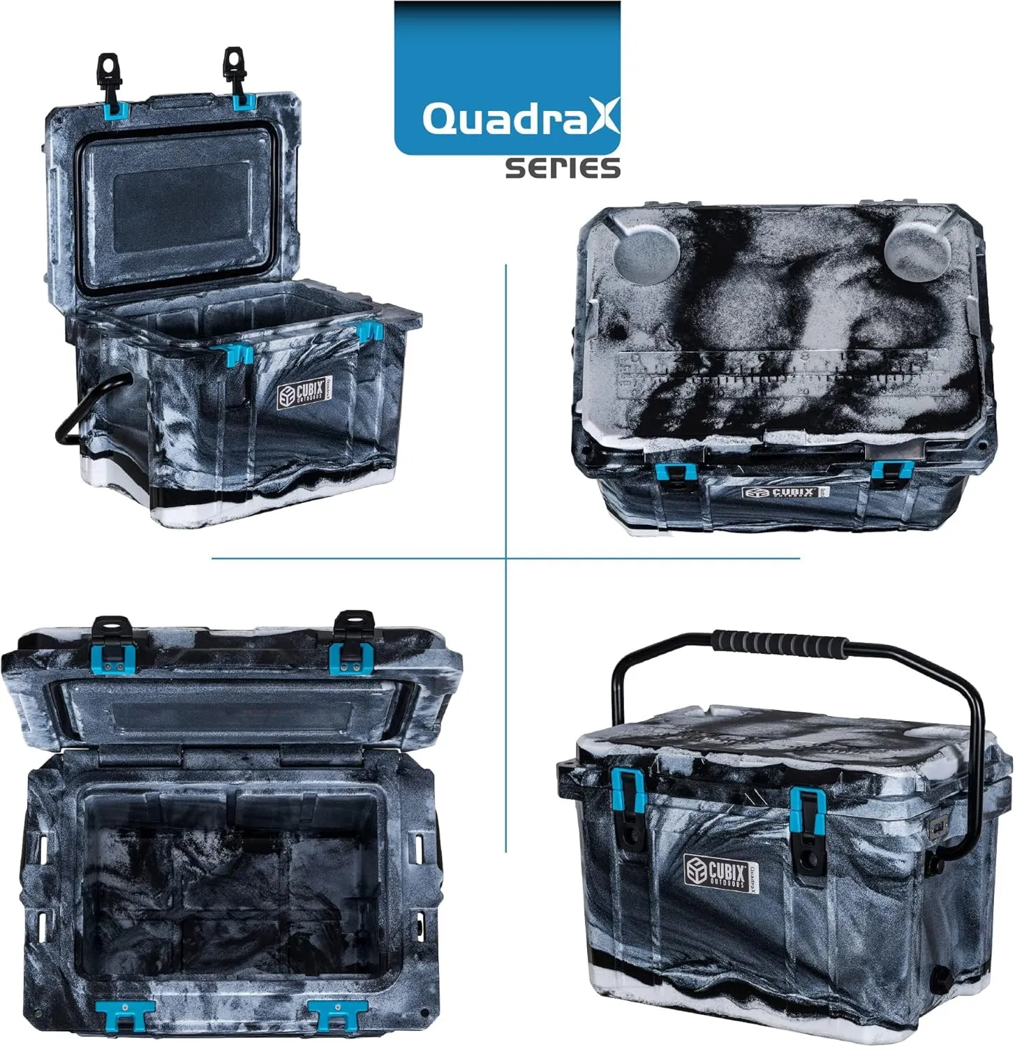 QuadraX 20 QT Rotomolded Cooler - 5-Day Ice Retention, Portable Hard Coolers Ice Chest with Cup Holders