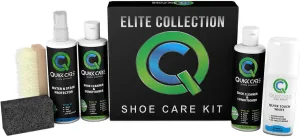 QuickCare Elite Collection - 8 oz Shoe Cleaner & Conditioner, Water & Stain Protection, 2.5 oz Quick Touch White, Brush & Sponge - Complete Shoe Cleaning Set for Sneakers, Leather, and More