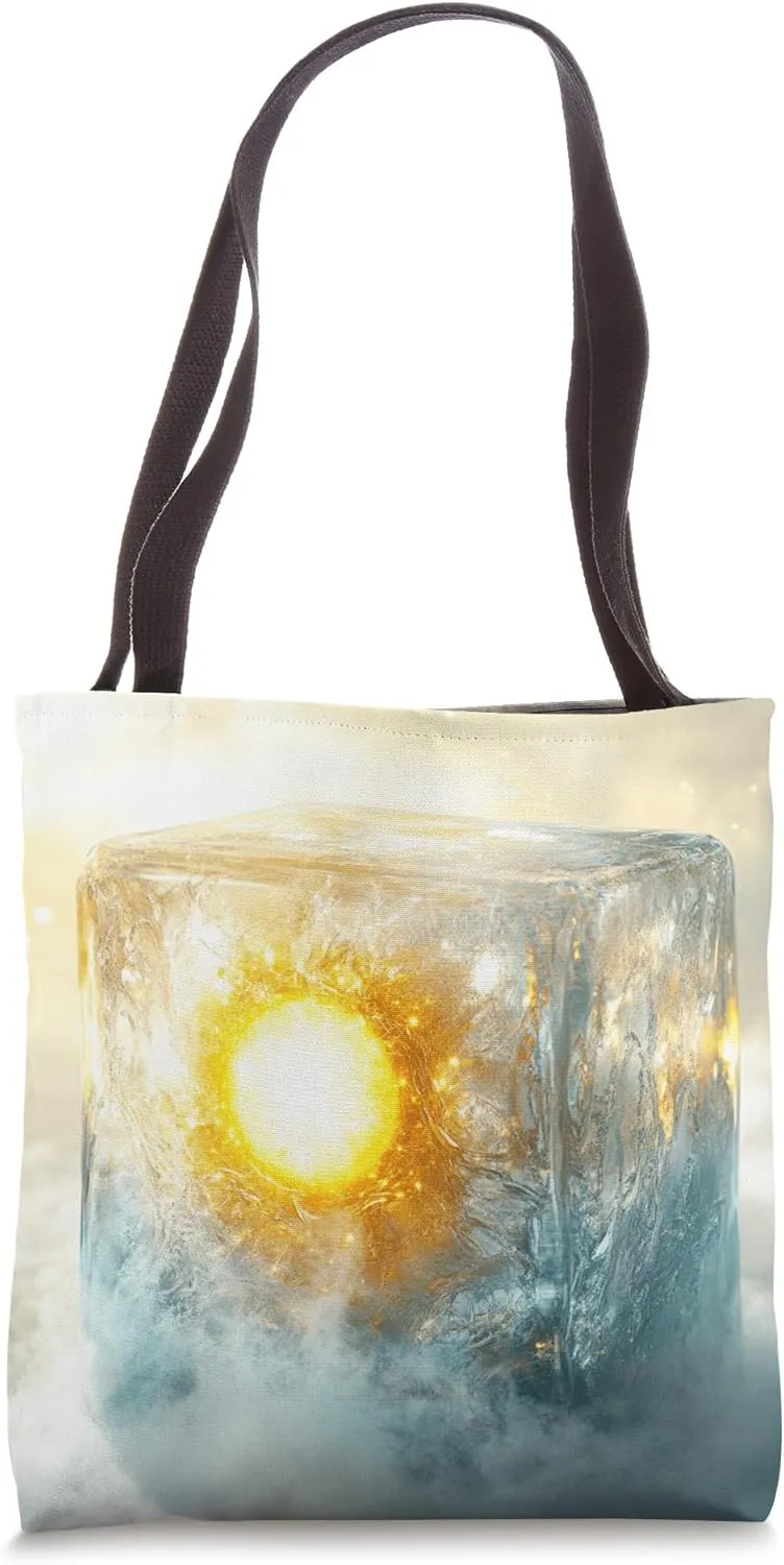Radiant Light Inside Ice Cube Abstract Art Tote Bag