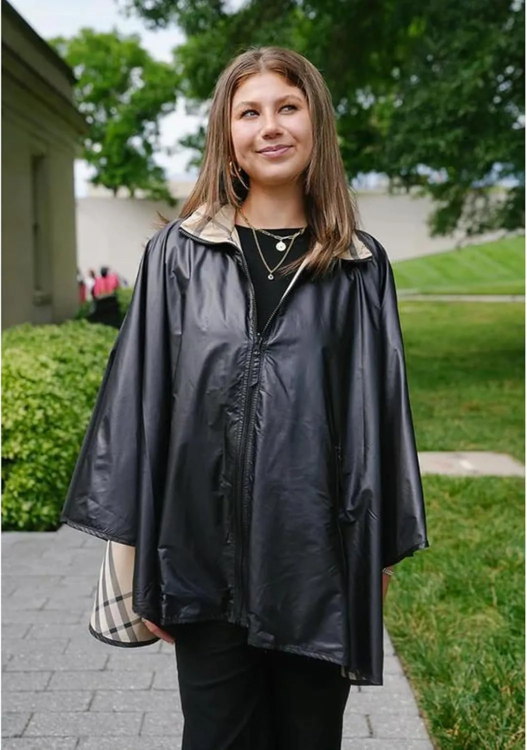 Rainraps Rain Poncho Jacket Waterproof Rain Cape | One-Size Reversible Fashionable Water-Repellent,