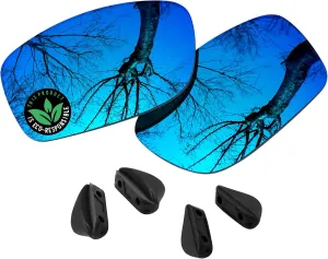Raydi Polycarbonate Replacement Lenses & Nosepads for Oakley Fives Squared Rectangular Sunglass - Ice Blue Mirror - Polarized