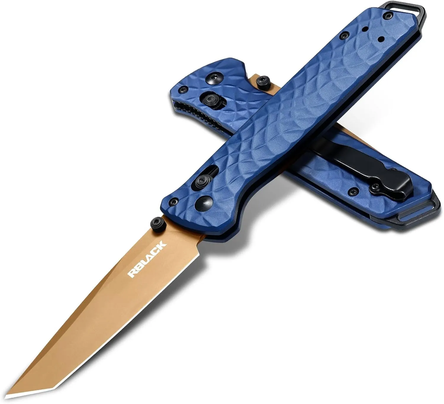 RBLACK Folding Knife with 3.39'' 154CM Steel Tanto Blade, Pocket Knife for Men Women Gifts, Axis Lock EDC Tactical Knife with Lightweight Aluminum Handle, Reversible Pocket Clip - RK0403-BL