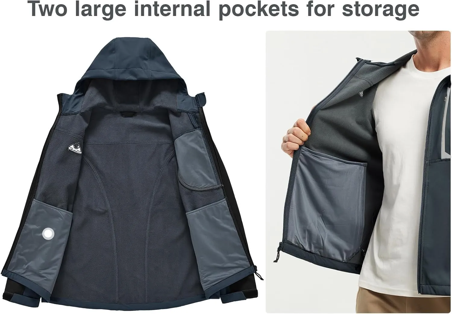 Rdruko Men's Soft Shell Jacket Fleece Lined Waterproof Lightweight Hiking Hooded Winter Jacket