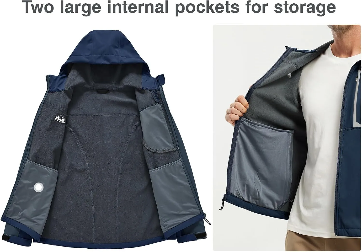 Rdruko Men's Soft Shell Jacket Fleece Lined Waterproof Lightweight Hiking Hooded Winter Jacket