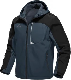 Rdruko Men's Soft Shell Jacket Fleece Lined Waterproof Lightweight Hiking Hooded Winter Jacket