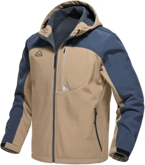Rdruko Men's Soft Shell Jacket Fleece Lined Waterproof Lightweight Hiking Hooded Winter Jacket