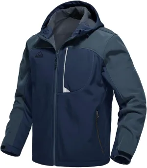 Rdruko Men's Soft Shell Jacket Fleece Lined Waterproof Lightweight Hiking Hooded Winter Jacket