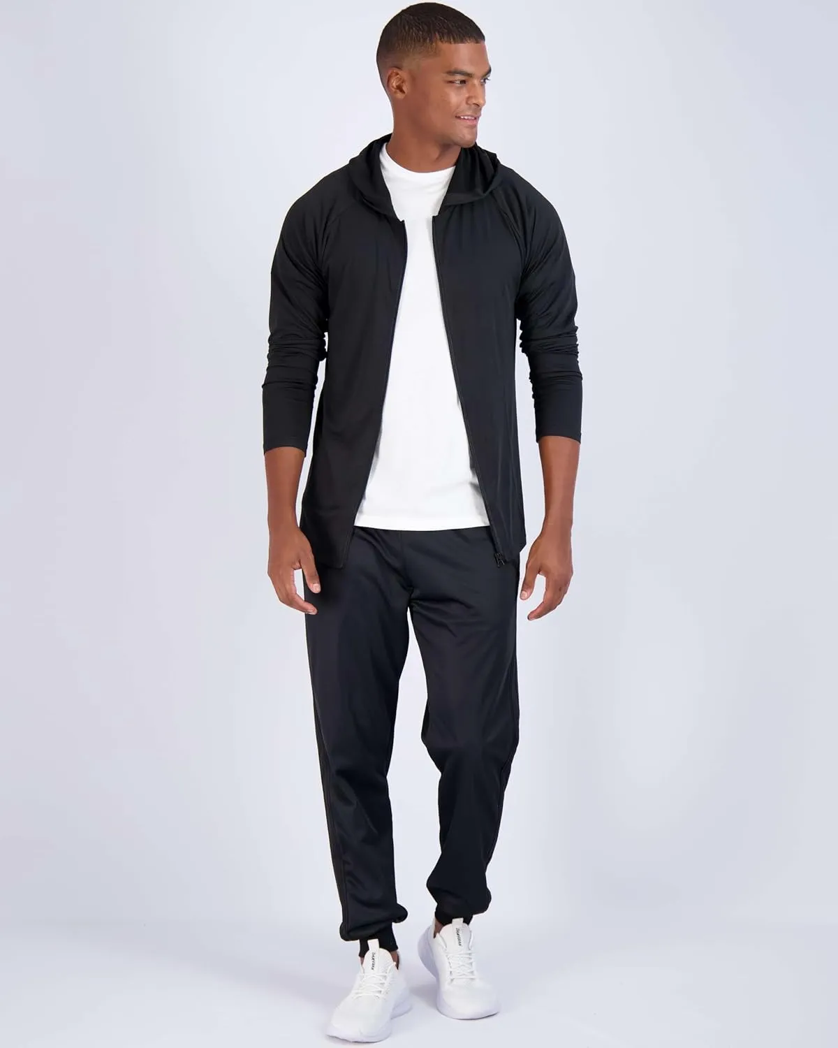 Real Essentials 3 Pack: Mens Dry-Fit Long Sleeve Full Zip Hoodie & Jacket- Athletic Running Jacket (Available in Big & Tall)