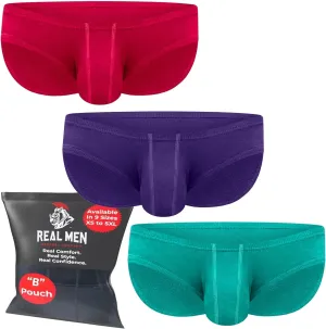 Real Men Ares-Accent Low-Rise Pouch Bikini Brief – 1, 3, 6 Pack with Size ABCD Pouch XS - 5XL