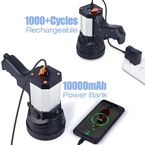 Rechargeable Spotlight,Super Bright 1000,000 Lumen LED Handheld Spotlight 10000mAh