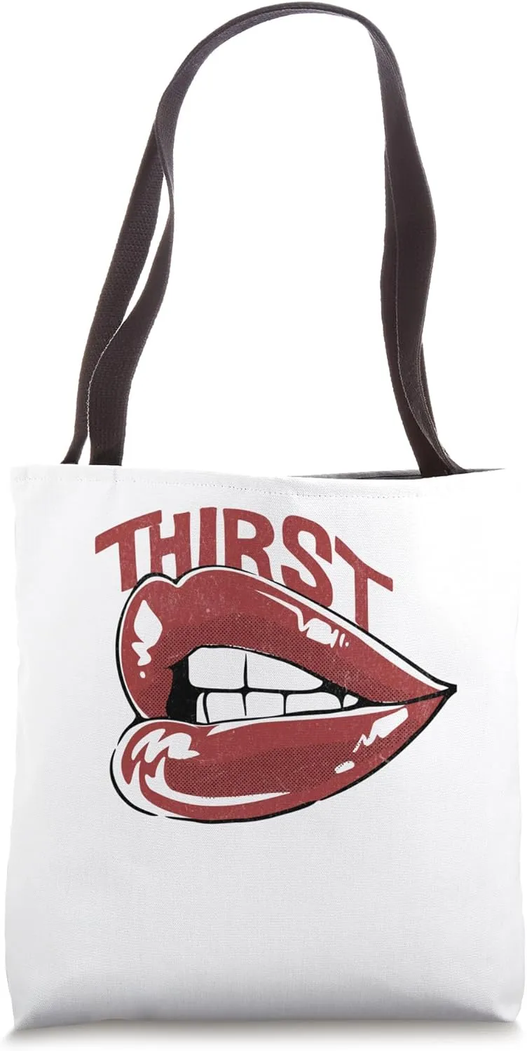 Red Lips funny Sexy thirst trap Tote Bag