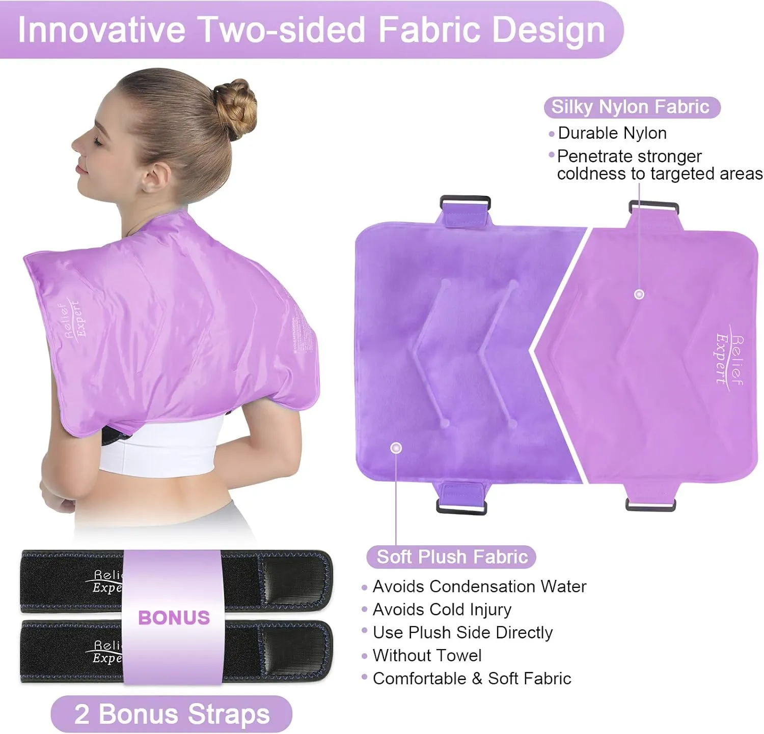 Relief Expert Extra Large Back Ice Pack (13”x21”) - Reusable Ice Wrap for Back Discomfort and Musclar Fatigue- Cold Compress Therapy Gel Cold Pack for Full Body, Hip Leg, XXL - Pink