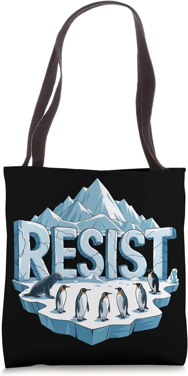 RESIST Change Penguin Seal Australian Iceland Tariff Tote Bag