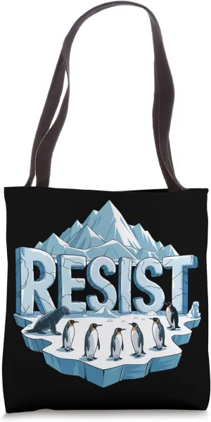 RESIST Change Penguin Seal Australian Iceland Tariff Tote Bag