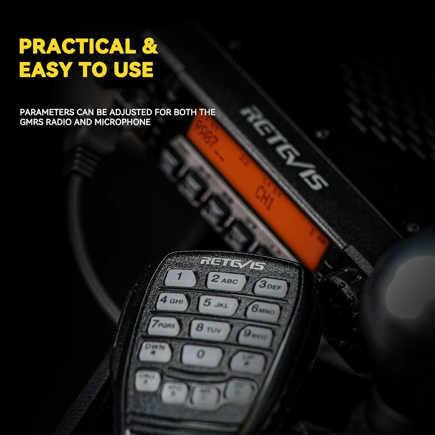 Retevis GMRS Radio Communication Solutions, RA87 Mobile Two Way Radio, Long Range Transceiver for Off-Road(1 Pack) with MR300 GMRS Mobile Radio Antenna(1 Pack)