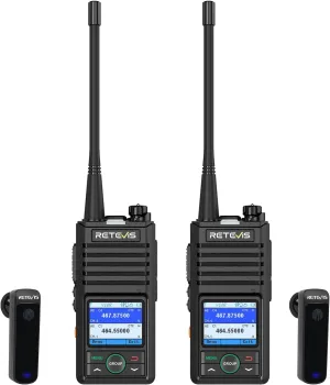 Retevis RB58 Waterproof Bluetooth Two-Way Radios for Adults with Wireless Earpiece, Noise Cancelling & Group Call & APP Control Walkie Talkies, 1800mAh Battery, NOAA, VOX, Emergency Alarm (2-Pack)