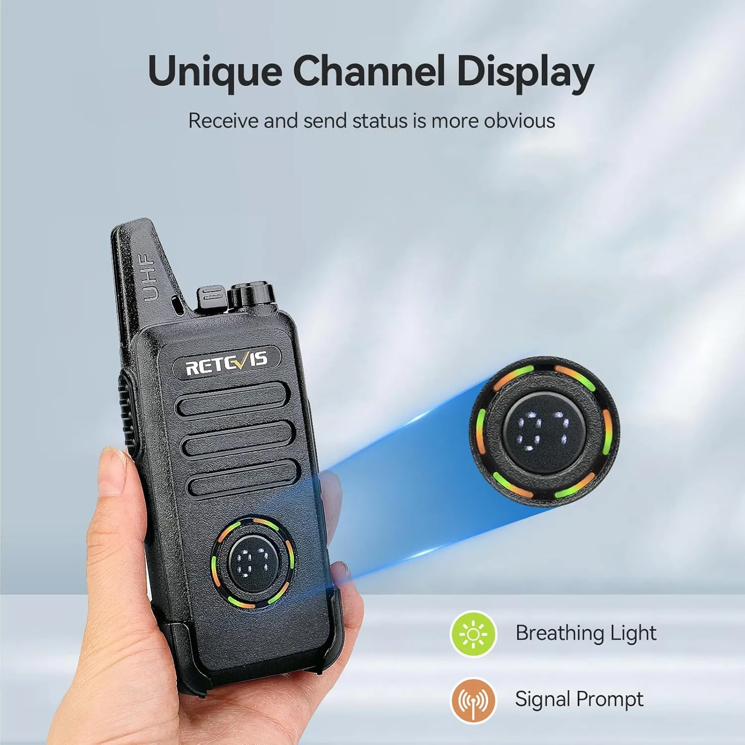 Retevis RT22S Walkie Talkies for Adults, 2 Way Radio with Earpiece, Channel Display, Rechargeable, Portable FRS Two-Way Radios, Mini Compact, for Hospitality Church School Retail Restaurant (10 Pack)