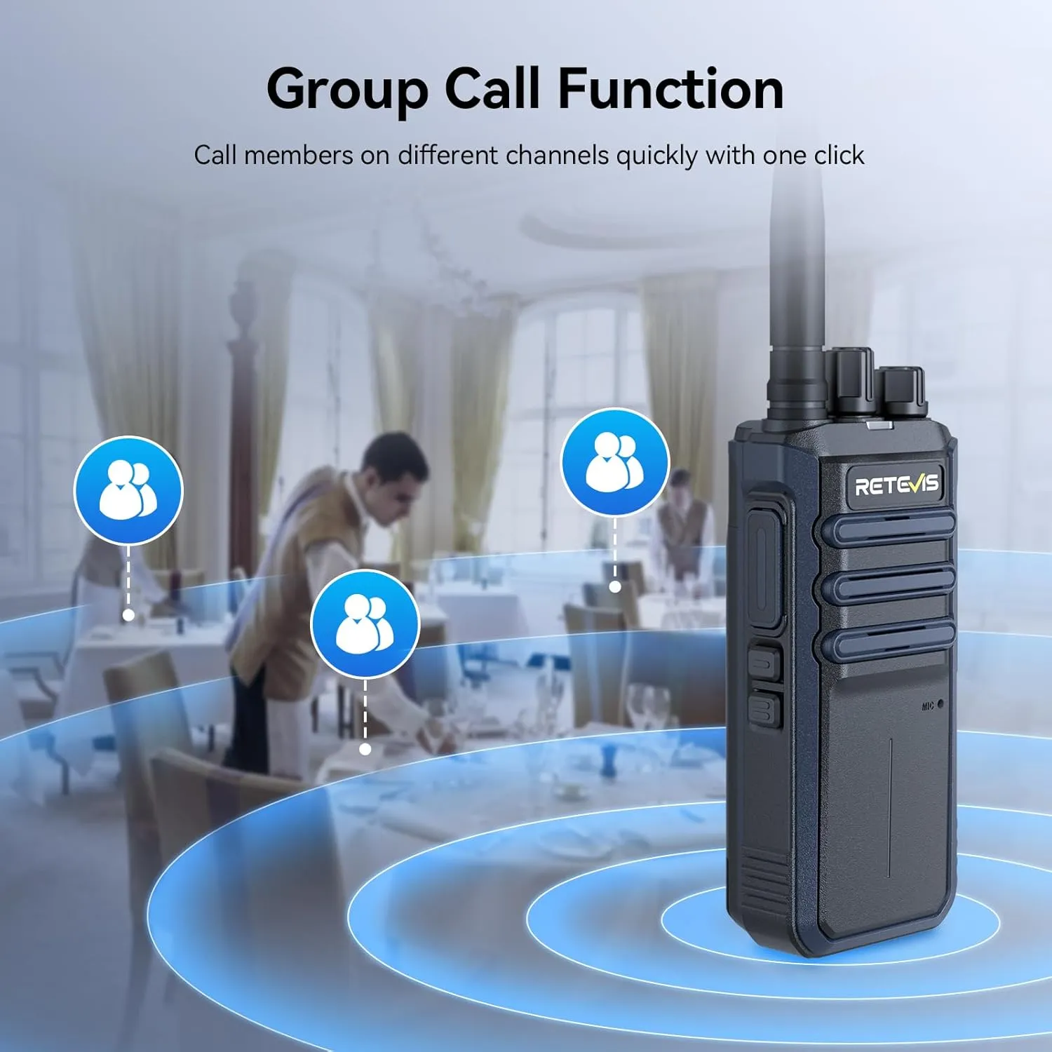 Retevis RT86A Walkie Talkies for Adults, High Power 2 Way Radio Long Range, GMRS Radio, Rugged, Group Call, for Hotel Security(2 Pack)