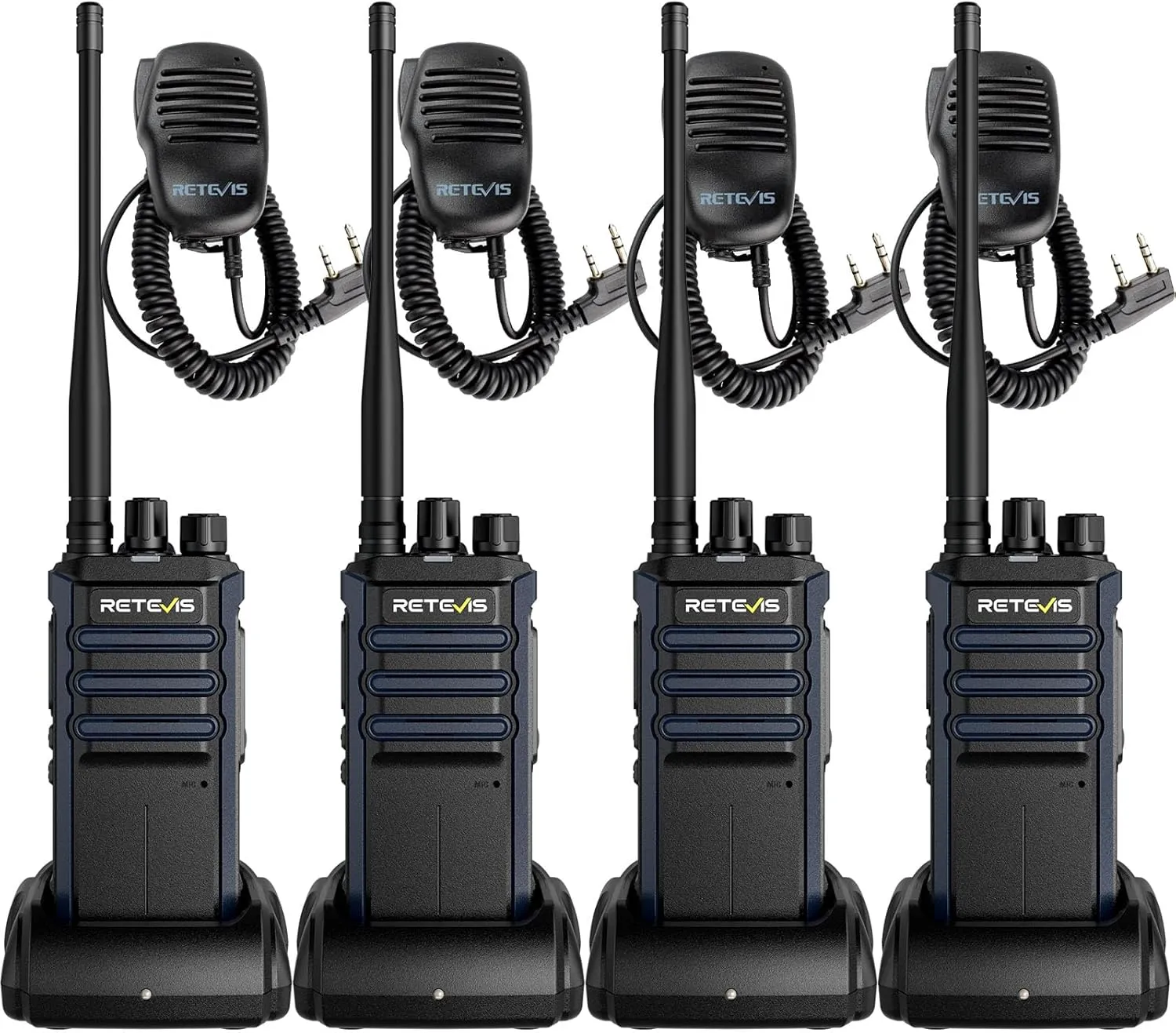 Retevis RT86A Walkie Talkies Long Range, Heavy Duty Two Way Radio with Mic, GMRS 2 Way Radio, Group Call, Easy Pairing, for Construction Industry(4 Pack)