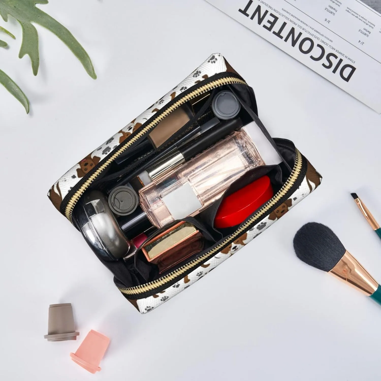Retrievers Paw Toiletry Pouch, Travel-Friendly Makeup Organizer For Makeup Brushes, Lipsticks