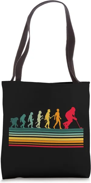 Retro Evolution Puck Goalie Players Ice Rink Hockey Goal Tee Tote Bag