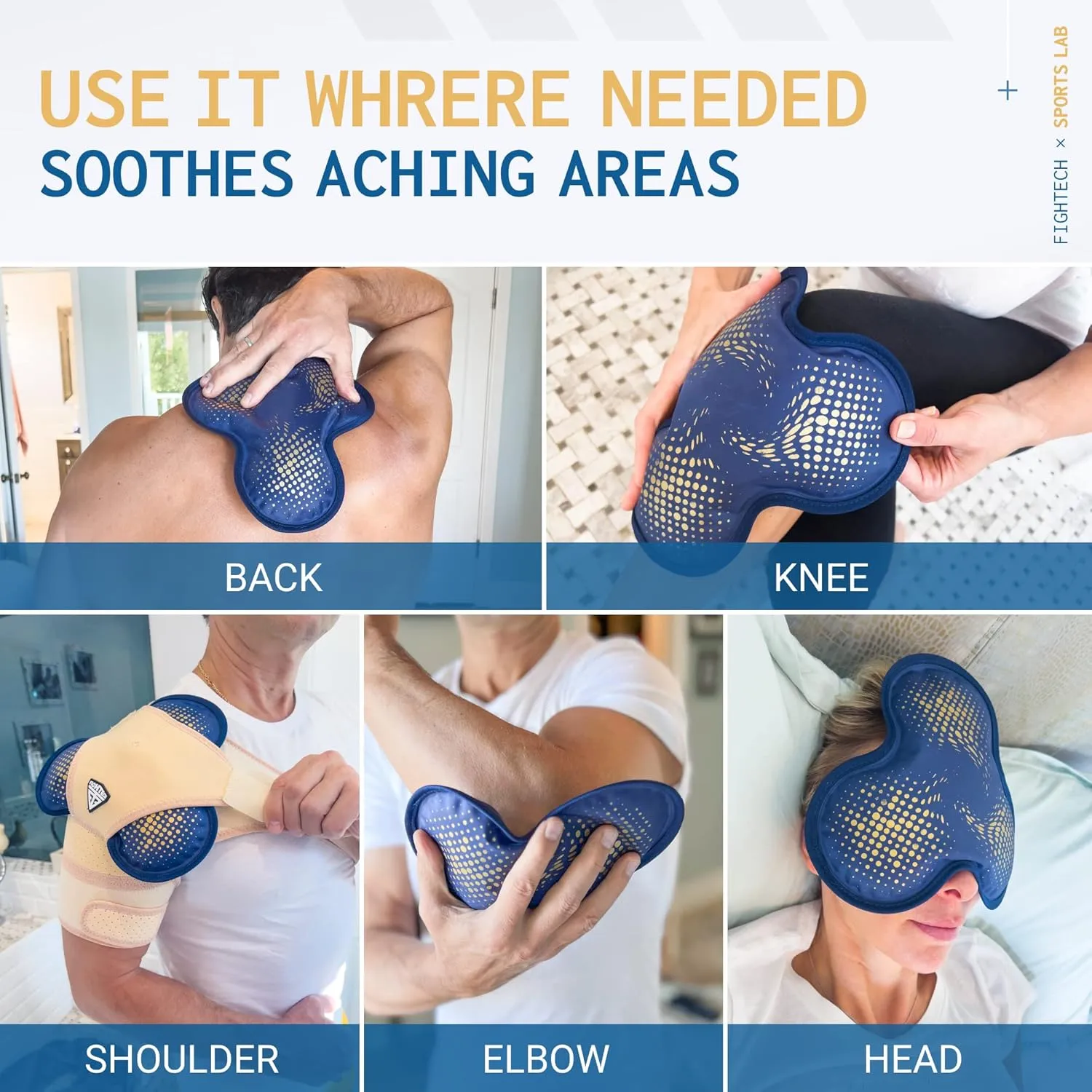 Reusable Gel Ice Pack - Cold/Hot Pack Therapy for Rotator Cuff Injuries Bursitis and Swelling (Hinge Joint, 2-Pack)