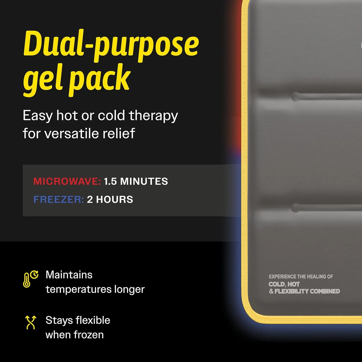 Reusable Gel Ice Packs - Flexible When Frozen for Injuries, Hip, Shoulder, Back, Knee - Hot & Cold Therapy Compress to Reduce Swelling, Bruises, Surgery, Heat & Cold (X Large (Pack of 1))