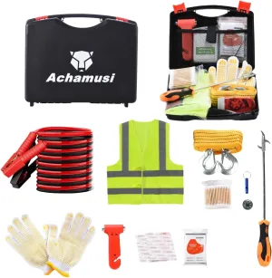 Roadside Emergency Car Kit，Car Safety Roadside Assistance Kit with Jumper Cable,Tow Rope,Etc
