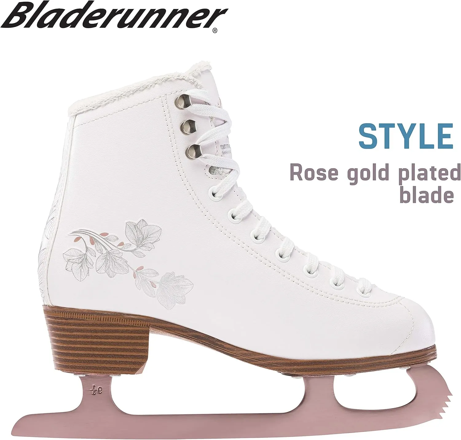 Rollerblade Bladerunner Ice Diva Women's Adult Figure Skates, White and Rose Gold, Ice Skates