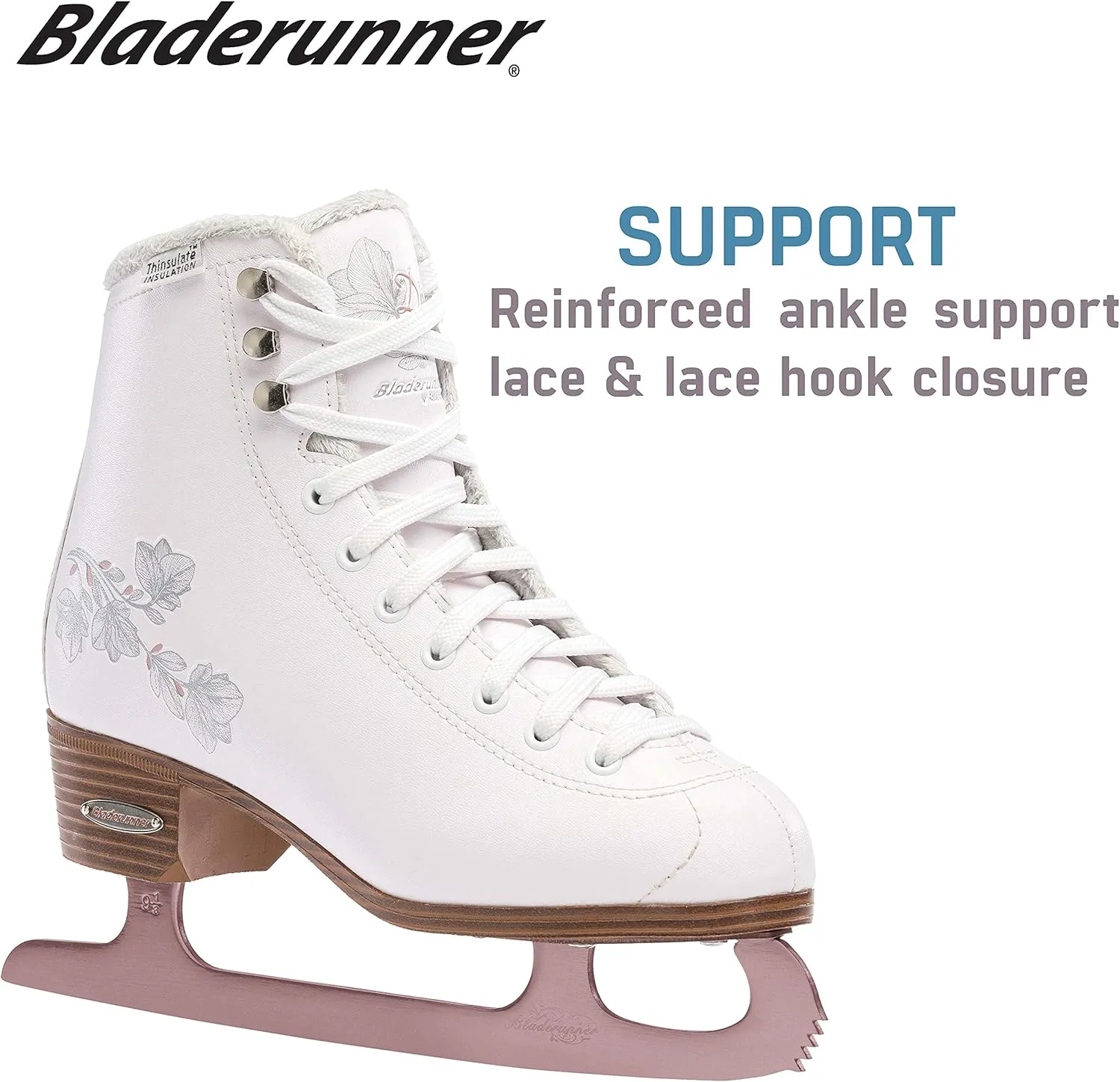 Rollerblade Bladerunner Ice Diva Women's Adult Figure Skates, White and Rose Gold, Ice Skates