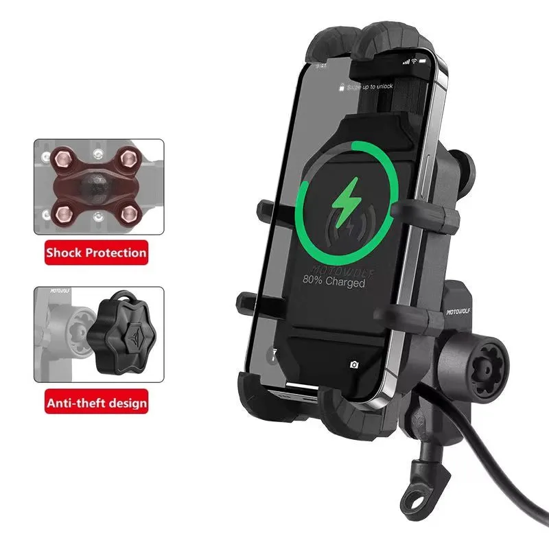 RUGGEDXGEAR | WIRELESS CHARGING MOTORCYCLE PHONE HOLDER
