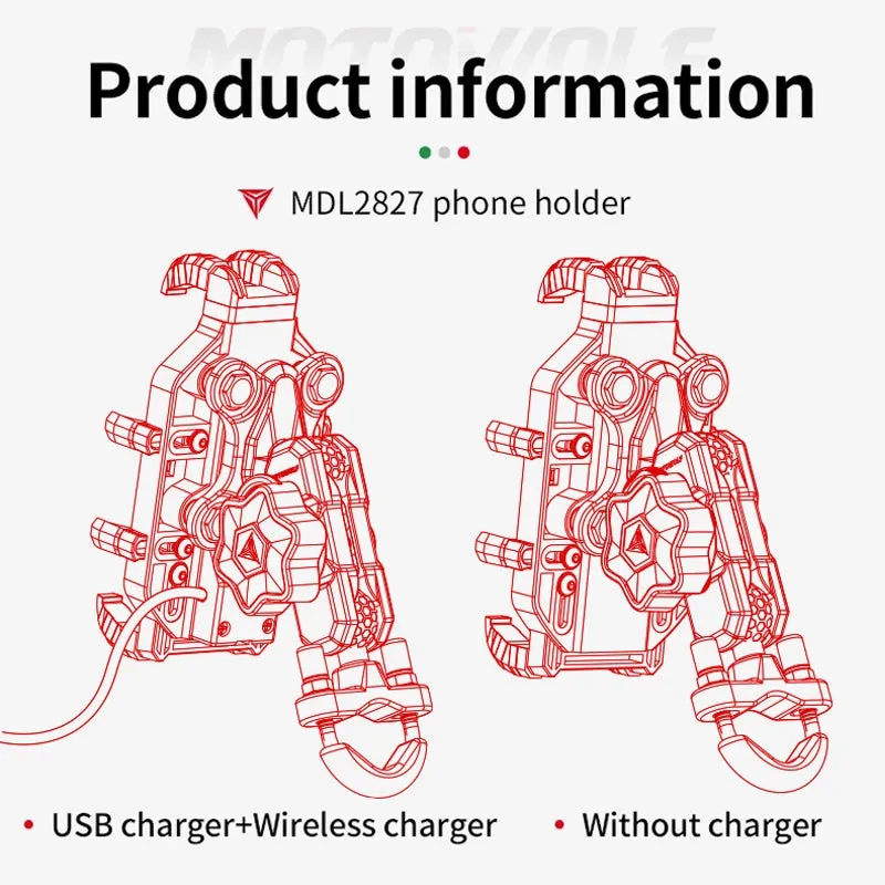 RUGGEDXGEAR | WIRELESS CHARGING MOTORCYCLE PHONE HOLDER