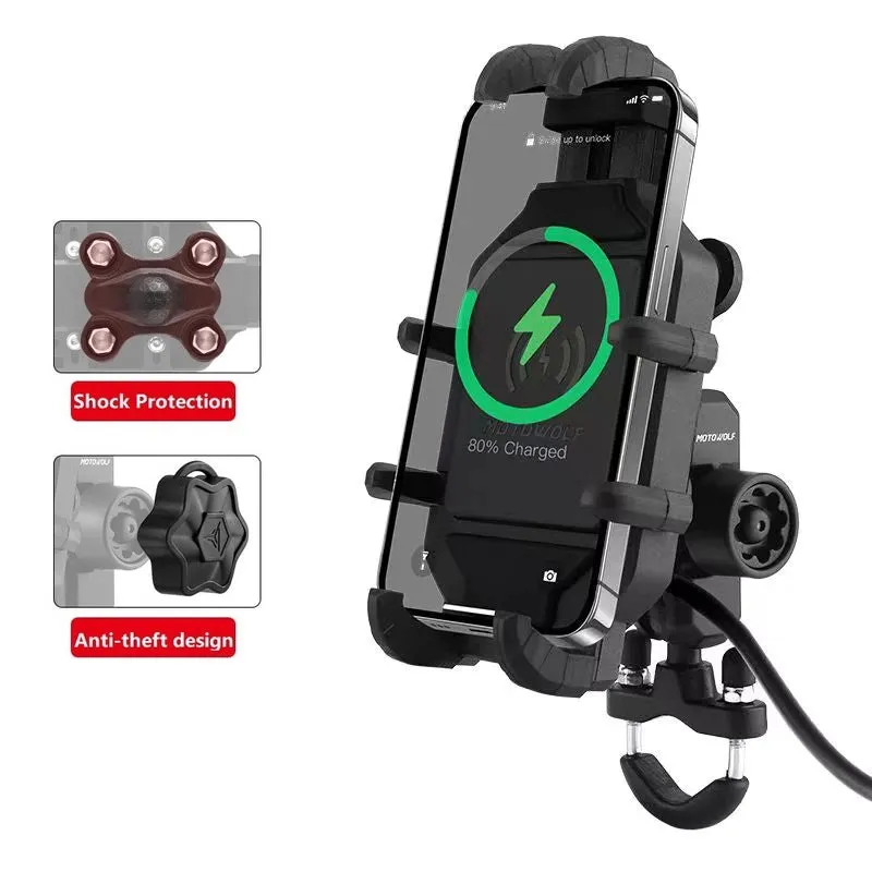 RUGGEDXGEAR | WIRELESS CHARGING MOTORCYCLE PHONE HOLDER