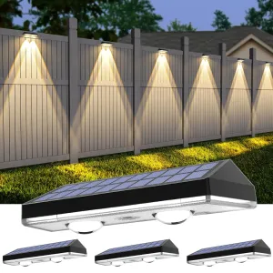 Rynx | Solar Lantern Light, Rgb & Warm White & 6 Colors Illuminating Lens Led Dusk To Dawn Deck Light, Fence Solar Light Outdoor Waterproof, Solar Outdoor Light For Backyard / Railing / Wall / Step / Patio / Pool (4Pack)