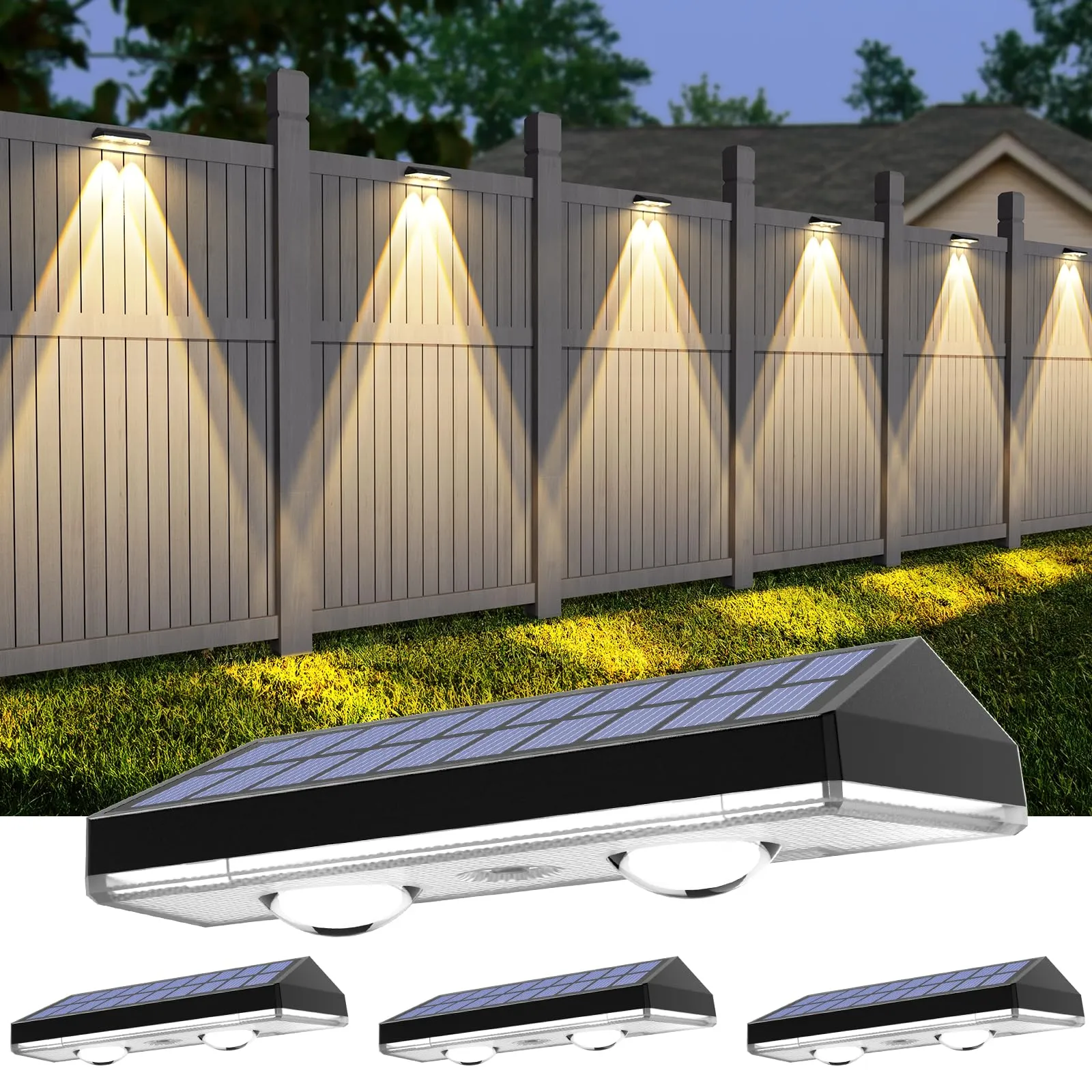 Rynx | Solar Lantern Light, Rgb & Warm White & 6 Colors Illuminating Lens Led Dusk To Dawn Deck Light, Fence Solar Light Outdoor Waterproof, Solar Outdoor Light For Backyard / Railing / Wall / Step / Patio / Pool (4Pack)