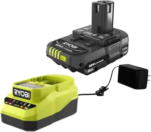 Ryobi One  18v Lithium Ion 2.0ah Battery and Charger Kit, Extreme Weather Performance Fast Charging Under 1 hour