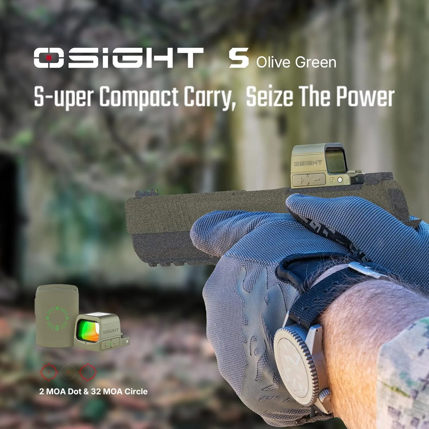 S Multi-Reticle Micro Enclosed Sight with Charging Cover, 2 MOA Dot & 32 MOA Circle for RMSc Footprint, Parallax-Free Durable Reflex Sights (Red Dot)