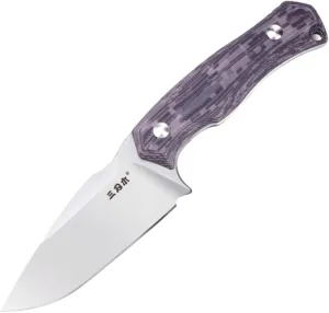 Sanrenmu Fixed Blade Knife Full Tang 3.86" 14C28N Blade with Rotatable Sheath G10 Handle EDC Utility for Outdoor, Survival, Hiking, Camping S725P (Purple)