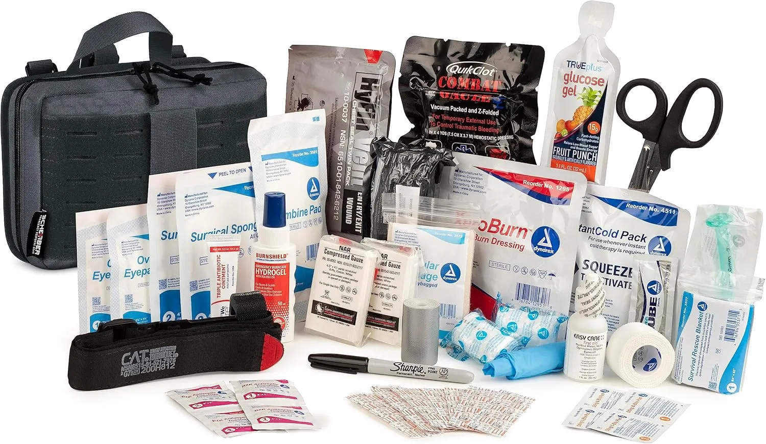 Scherber Vehicle IFAK Emergency Trauma Kit | 95  Medical Supplies & Equipment, NAR Tourniquet & CPR Mask | Fully Stocked Rip Away Molle Pouch for Car, Home & Professional First Aid | Ultimate, Black
