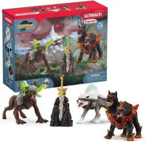 Schleich Eldrador Creatures - 5 PC Fantasy Creature Set - Ice Wolf, Lava Hound, Rock Beast and Sword Figure Playset - Animal Monster Figurines for Boys and Girls - Durable Fun Toys for Kids Ages 7 