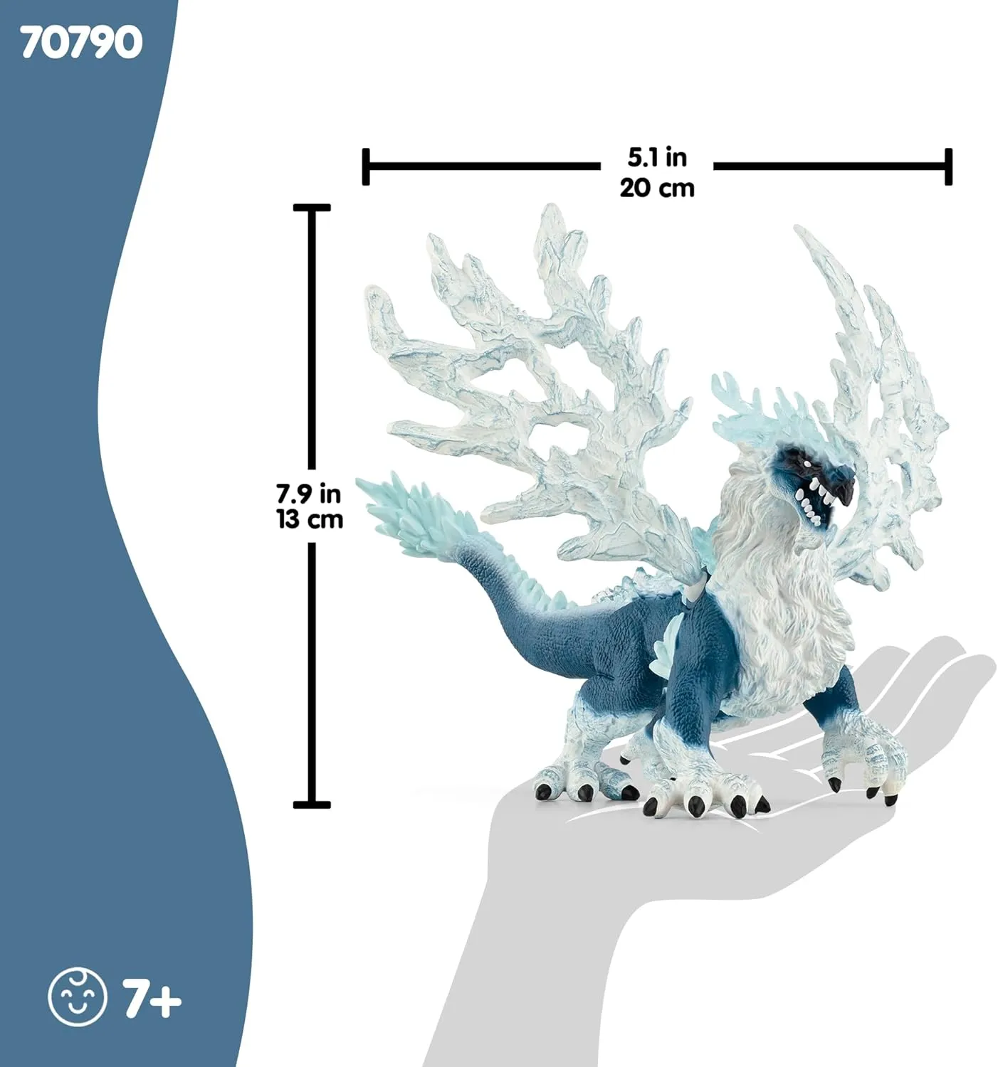 Schleich Eldrador Creatures - 8" Ice Dragon Toy - Movable Wing Action Figure for Boys and Girls - Mythical Creature Figures - Fantasy Beast Figurine - Blue Monster Dragon Toys - Kids Ages 7  | 70790