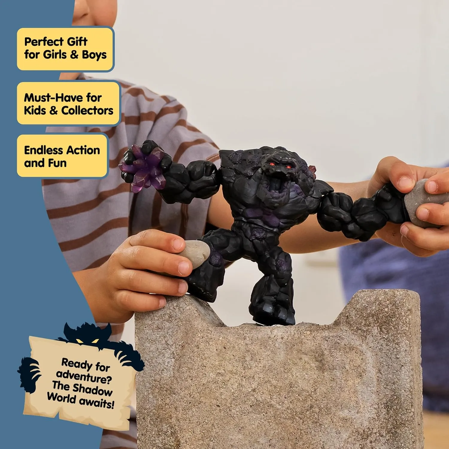 Schleich Eldrador Creatures - 9" Shadow World Stone Monster Toy with Crystal Set - Cool Movable Monster Action Figure for Boys and Girls - Fantasy Rock Beast Figurine - Durable Toys for Kids Ages 7 