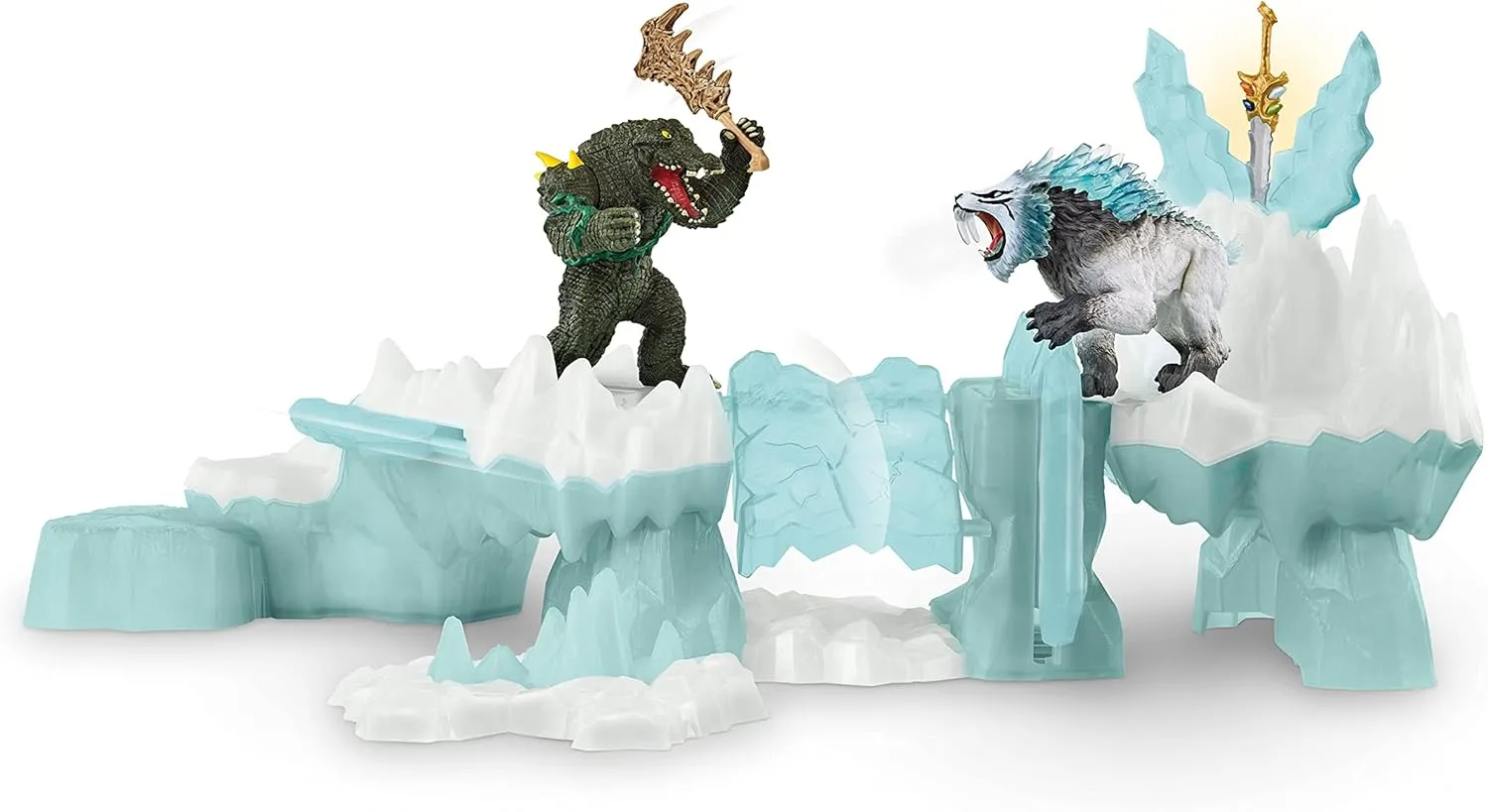 Schleich Eldrador Creatures, Mythical Creatures Toys for Kids, Attack on Ice Fortress Set with Ice Monster and Jungle Monster Action Figures, Ages 7 