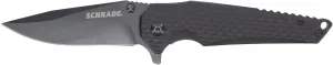 Schrade 1136034 7.3in Stainless Steel Folding Knife with 3.25in Drop Point Blade and G-10 Handle for Outdoor Survival, Camping and EDC,Black