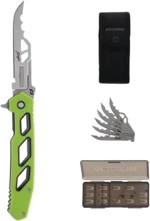Schrade Enrage Isolate Replaceable Blade Knife with Additional Replacement Blades, Non-Slip Handle, and Carry Sheath for Hunting, Outdoors