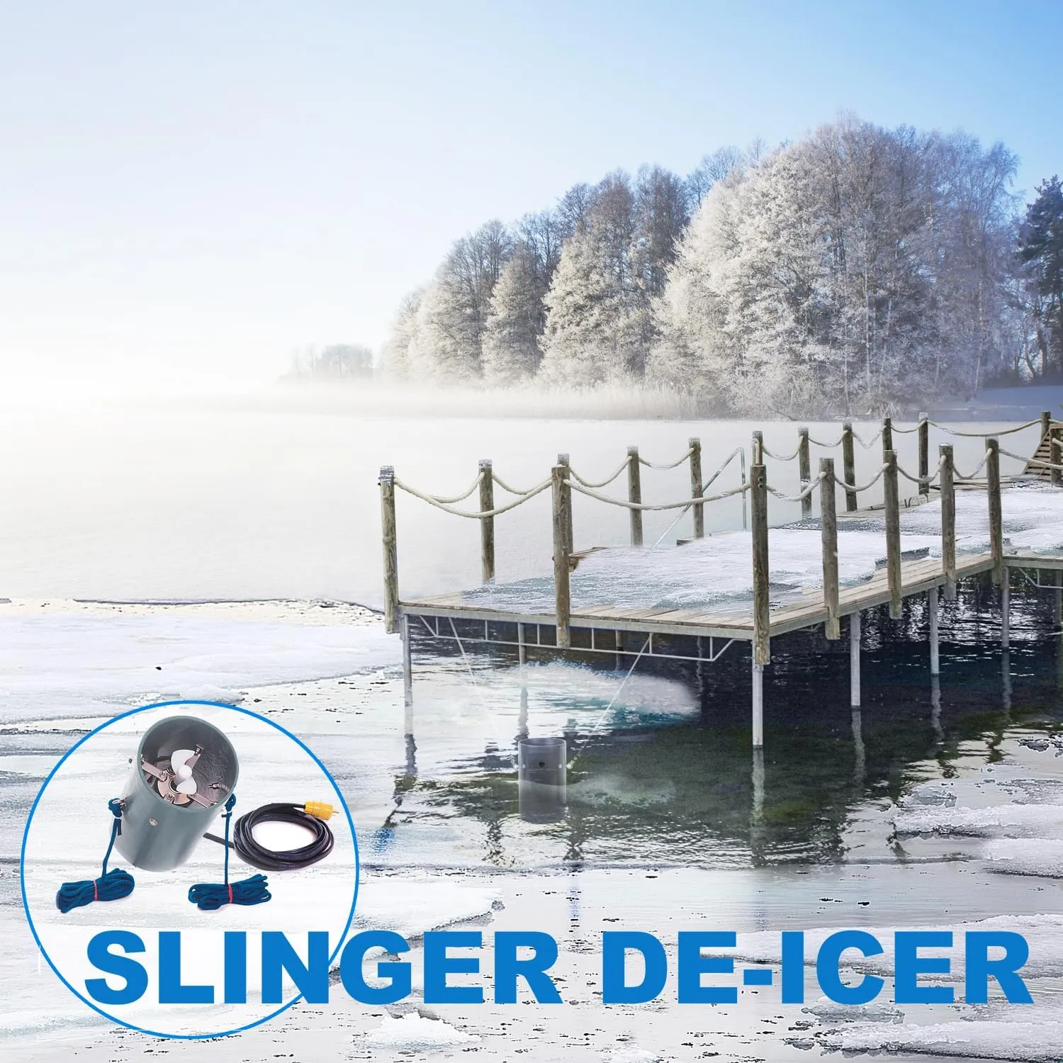 Scott Aerator Slinger De-Icer for Lakes & Ponds | 1 Horse Power 115V Stainless Steel | 100 ft. Electric Corded Cable Included | Made in USA