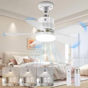 Screw-in Socket Light Fan with Remote, Ultra-Quiet High-Speed Fan, Adjustable 1000LM LED Lighting, Memory Save, Built for Closets, Kitchens, Attics, Kids Rooms & Compact Spaces