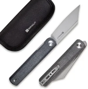 SENCUT Bronte Folding Pocket Knife with Front Flipper Opener, 3.38 Inch Blade Black Micarta Handle SA08A
