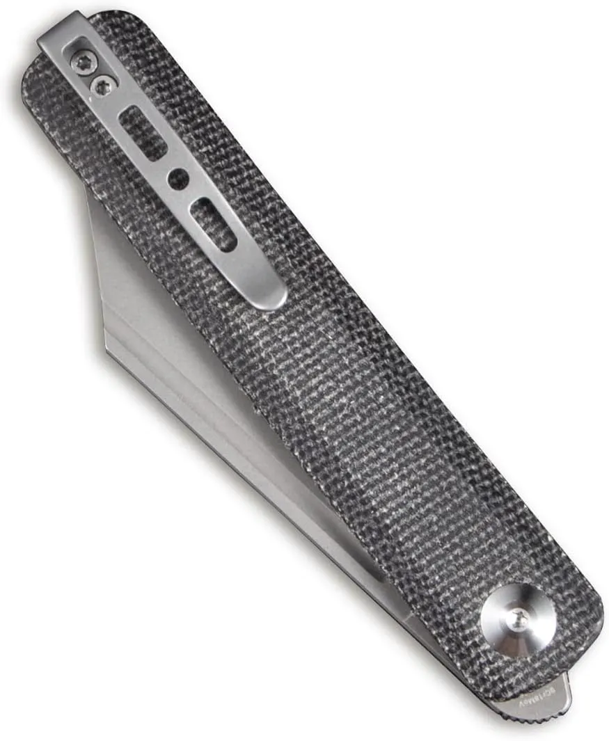 SENCUT Bronte Folding Pocket Knife with Front Flipper Opener, 3.38 Inch Blade Black Micarta Handle SA08A