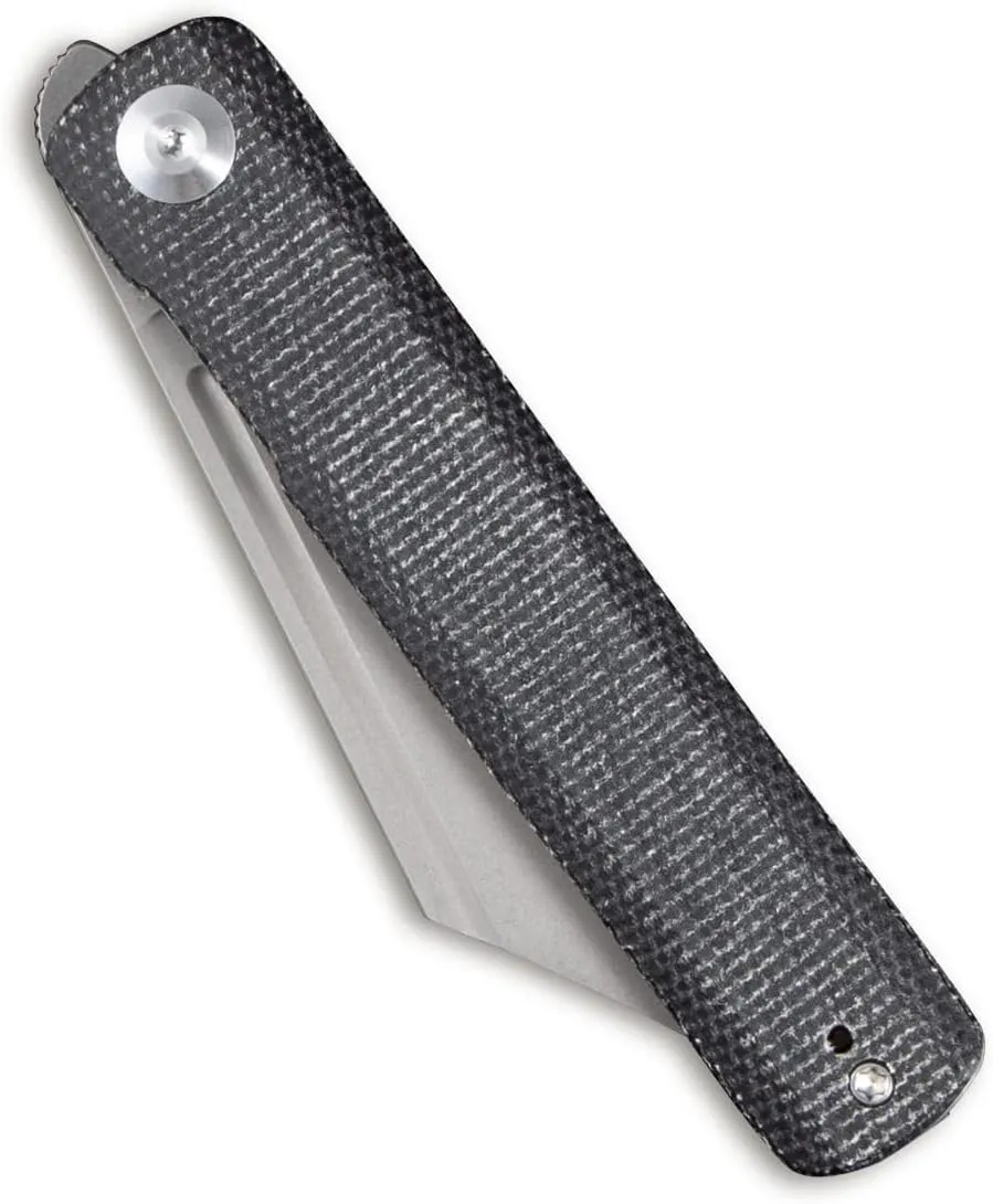 SENCUT Bronte Folding Pocket Knife with Front Flipper Opener, 3.38 Inch Blade Black Micarta Handle SA08A